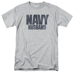 Men’s Navy Men's Husband T-shirt Size XL Gray And Blue With Sticker